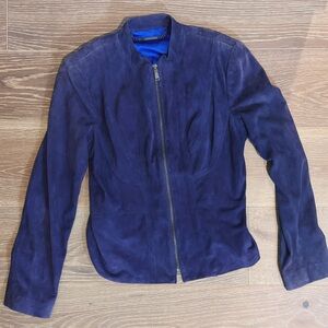 Elie Tahari Deep Blue Leather Jacket